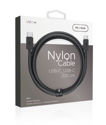 Фото 2 — Кабель "vlp" Nylon Cable USB C - USB C, 60W, 2м, черный