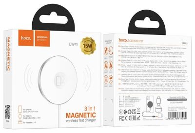 Фото 2 — Беспроводное ЗУ HOCO CW41 Delight Magnetic 3в1 Apple Watch/iPhone/AirPods черный